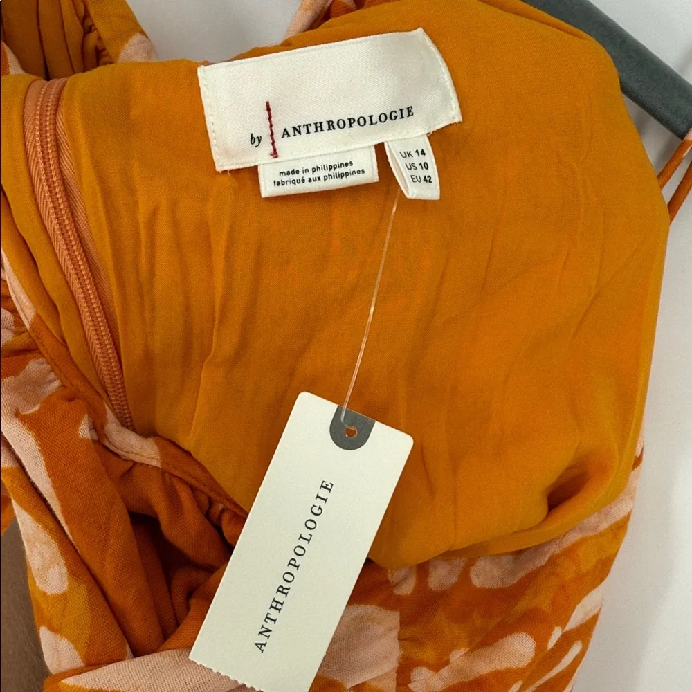 NWT ANTHROPOLOGIE PLEATED WIDE-LEG JUMPSUIT IN ORANGE size L - Picture 10 of 10